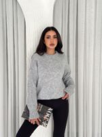 Женский Теплый Мягкий Серый Свитер Оверсайз - Трикотажный с Заниженной Линией Плеча