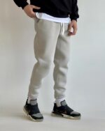 Мужские Утепленные Серые Спортивные Штаны на Флисе - Базовые Джоггеры с Затяжками