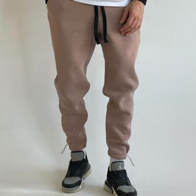 Мужские Утепленные Спортивные Штаны Мокко на Флисе - Базовые Джоггеры с Затяжками