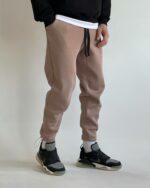 Мужские Утепленные Спортивные Штаны Мокко на Флисе - Базовые Джоггеры с Затяжками