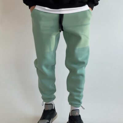 Мужские Утепленные Мятные Спортивные Штаны на Флисе - Базовые Джоггеры с Затяжками
