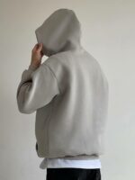 Мужское Утепленное Серое Худи Оверсайз - Толстовка на Флисе