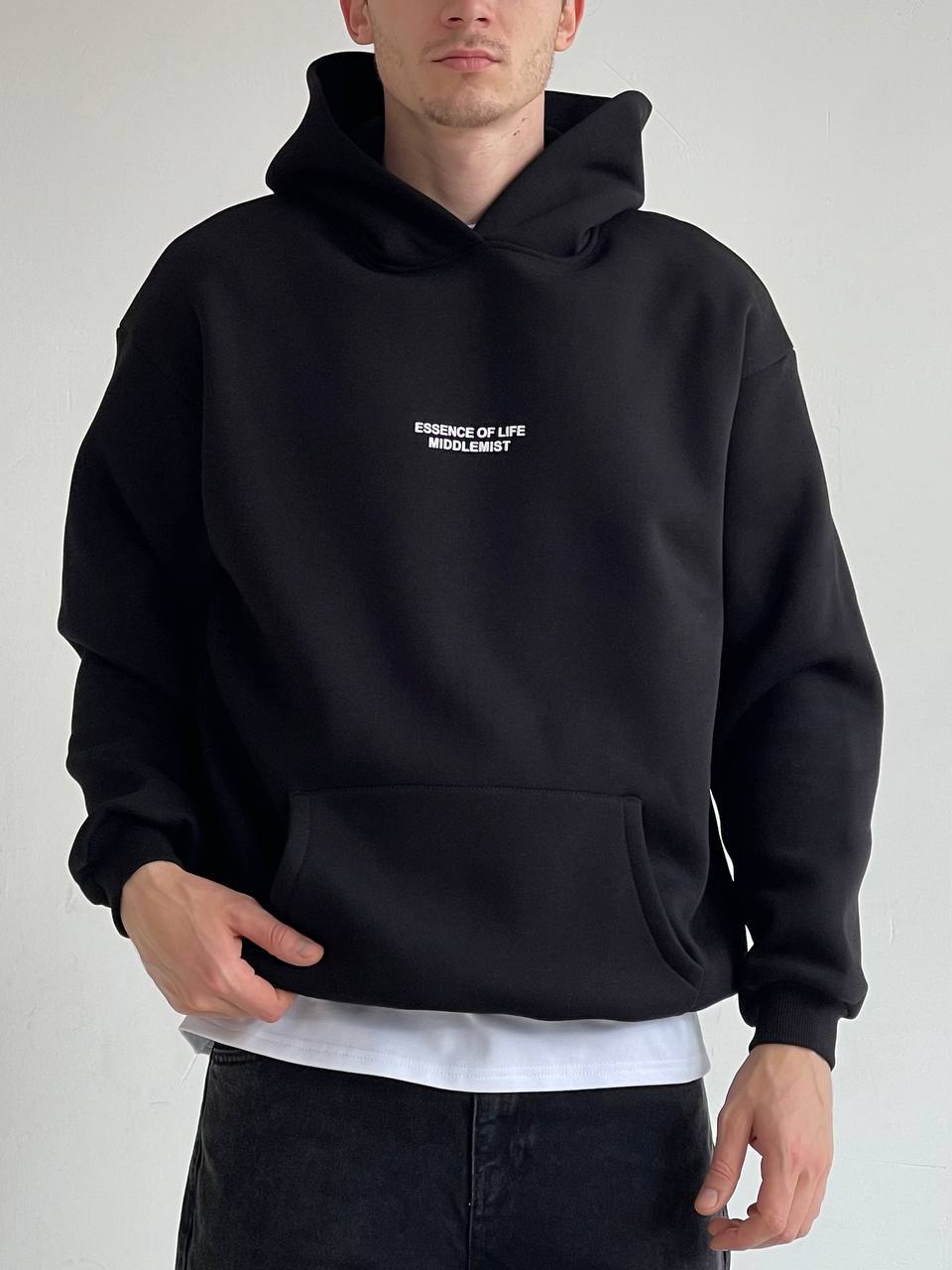 photo_2025-11-02_11-13-50 (2) Мужское Утепленное Черное Худи Оверсайз - Толстовка на Флисе