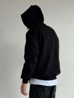Мужское Утепленное Черное Худи Оверсайз - Толстовка на Флисе