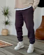 Мужские Утепленные Коричневые Спортивные Штаны Джоггеры - Свободного Кроя на Флисе