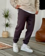 Мужские Утепленные Коричневые Спортивные Штаны Джоггеры - Свободного Кроя на Флисе