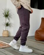 Мужские Утепленные Коричневые Спортивные Штаны Джоггеры - Свободного Кроя на Флисе