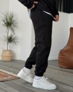 Мужские Утепленные Черные Спортивные Штаны Джоггеры - Свободного Кроя на Флисе