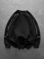 Мужской Черный Свитшот Реглан Оверсайз с Кантом