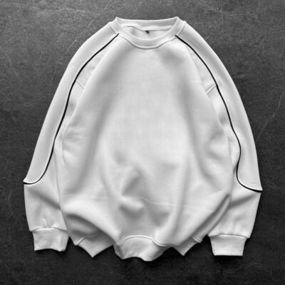 Мужской Белый Свитшот Реглан Оверсайз с Кантом