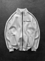 Мужская Белая Кофта Зипка Оверсайз с Кантом - Зип Худи на Молнии