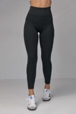 Женские Базовые Черные Лосины Леггинсы в Рубчик - Утепленные на Флисе