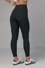 Женские Базовые Черные Лосины Леггинсы в Рубчик - Утепленные на Флисе