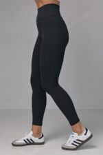 Женские Базовые Черные Лосины Леггинсы в Рубчик - Утепленные на Флисе