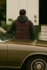 Мужское Графитовое Худи Оверсайз с Надписью на Спине - Теплое с Начесом