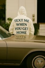 Мужское Молочное Худи Оверсайз с Надписью на Спине - Теплое с Начесом