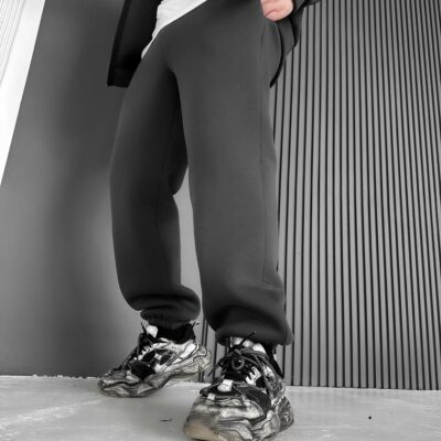 Мужские Базовые Теплые Графитовые Спортивные Штаны Джоггеры с Начесом