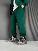 Мужские Базовые Теплые Зеленые Спортивные Штаны Джоггеры с Начесом