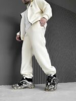 Мужские Базовые Теплые Молочные Спортивные Штаны Джоггеры с Начесом