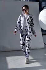 Женский Белый Спортивный Костюм Микки Маус - Зип Кофта на Молнии + Штаны Джоггеры