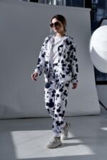 Женский Белый Спортивный Костюм Микки Маус - Зип Кофта на Молнии + Штаны Джоггеры