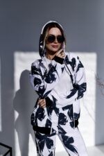 Женский Белый Спортивный Костюм с Бантиками - Зип Кофта на Молнии + Штаны Джоггеры