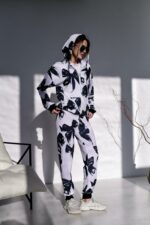 Женский Белый Спортивный Костюм с Бантиками - Зип Кофта на Молнии + Штаны Джоггеры