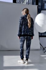 Женский Черный Спортивный Костюм в Поцелуях - Зип Кофта на Молнии + Штаны Джоггеры