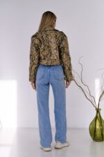 Женская Кожаная Куртка Косуха Хаки в Змеиный Принт - Короткая с Ремешком