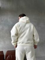 Мужское Утепленное Базовое Молочное Худи - Толстовка с Начесом