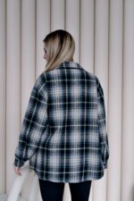 Женская Байковая Клетчатая Черная Рубашка Оверсайз