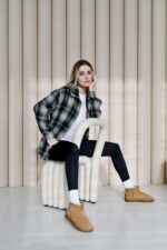 Женская Байковая Клетчатая Черно-Белая Рубашка Оверсайз