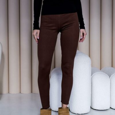 Женские Утепленные Базовые Коричневые Лосины Леггинсы