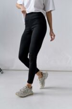 Женские Утепленные Базовые Черные Лосины Леггинсы