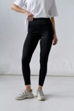 Женские Утепленные Базовые Черные Лосины Леггинсы