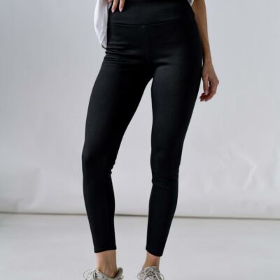 Женские Утепленные Базовые Черные Лосины Леггинсы