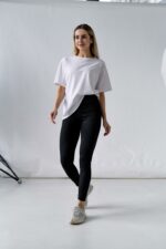 Женские Утепленные Базовые Черные Лосины Леггинсы