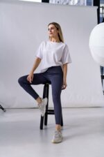 Женские Утепленные Базовые Графитовые Лосины Леггинсы