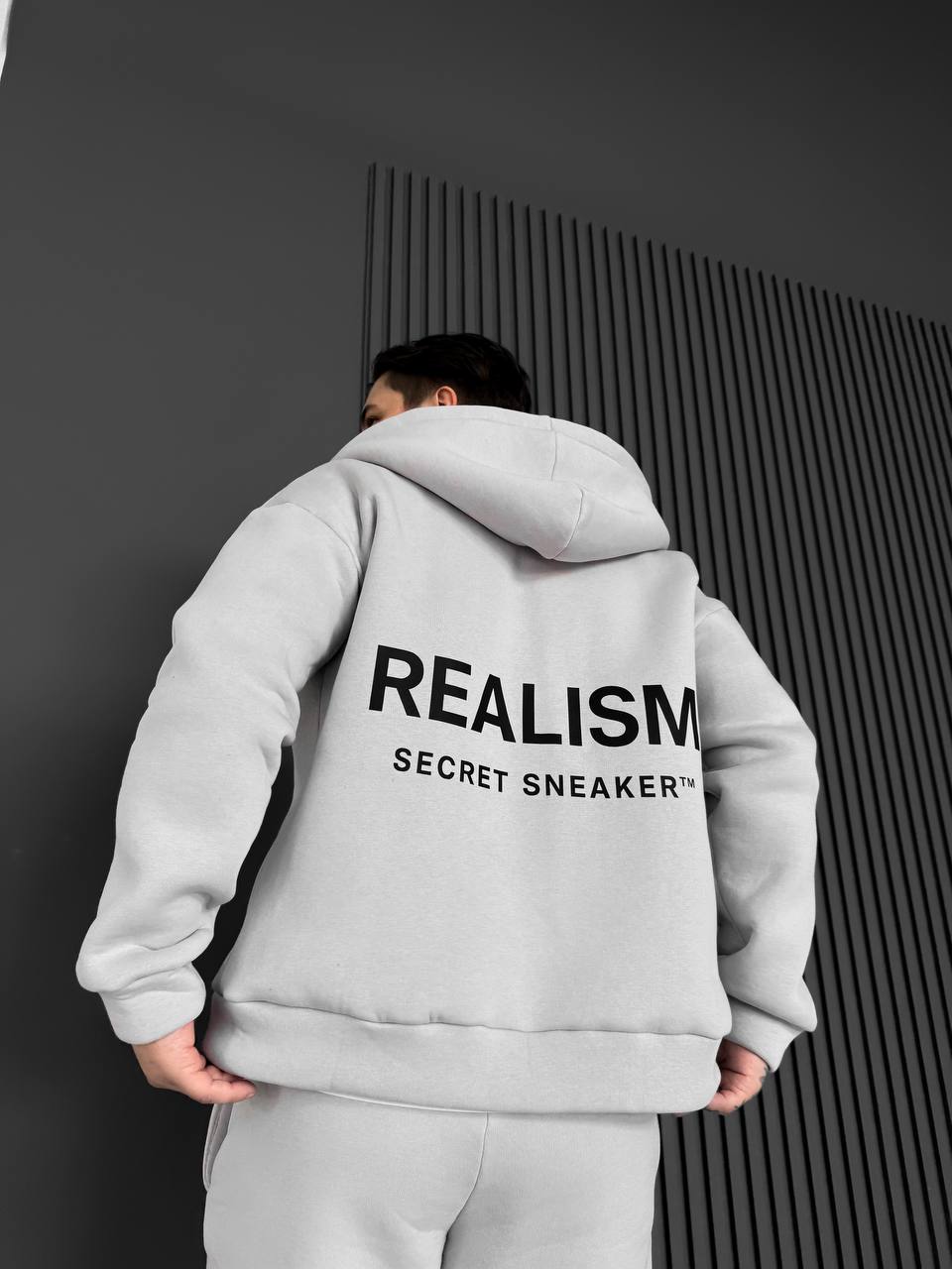 photo_2025-11-10_17-51-49 Мужское Теплое Серое Зип Худи с Начесом - Кофта Зипка на Молнии с Надписью на Спине