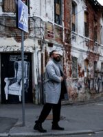 Мужское Демисезонное Серое Пальто Кашемир с Поясом