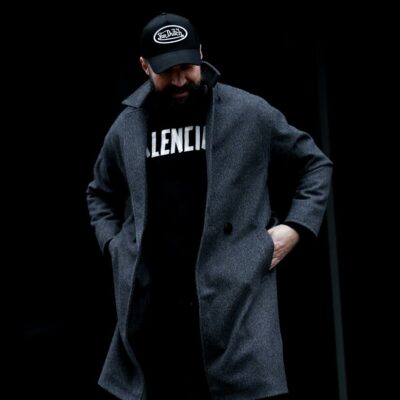 Мужское Демисезонное Графитовое Пальто Кашемир с Поясом