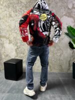 Мужской Белый Анорак Плащевка Принт - Утепленный с Капюшоном