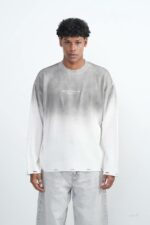 Мужской Серый Рваный Свитер Градиент Свободного Кроя