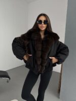 Женская Зимняя Черная Куртка с Натуральным Мехом