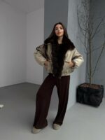 Женская Зимняя Бежевая Куртка с Натуральным Мехом