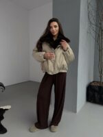 Женская Зимняя Бежевая Куртка с Натуральным Мехом