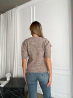 Женский Свитер Мокко с Бантиками и Короткими Рукавами