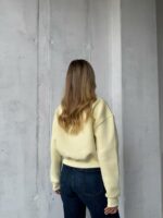 Женский Укороченный Желтый Свитшот Оверсайз с Вышивкой