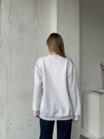 Женский Утепленный Серый Свитшот Оверсайз с Вышивкой