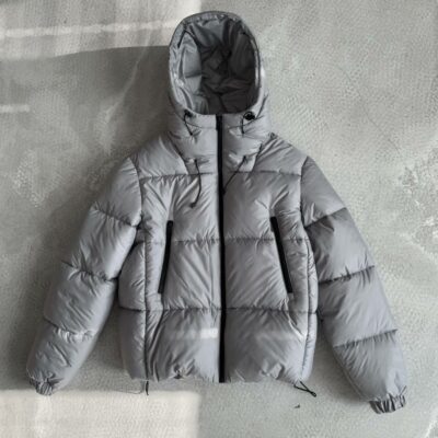 Мужская Зимняя Серая Куртка Пуховик - Стеганая Дутик с Капюшоном